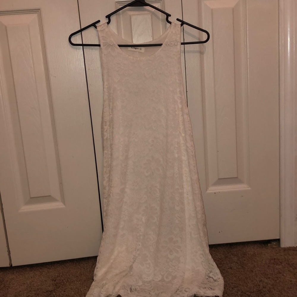 white flowy dress with flowers